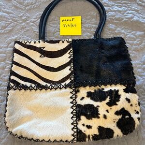 Vintage hair calf shoulder bag